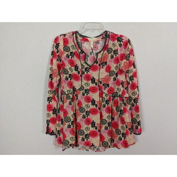 Matilda Jane floral geometry print boho‎ blouse S - Picture 1 of 9
